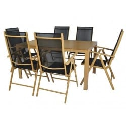 Meble ogrodowe aluminiowe brązowe - zestaw stół + 6 krzeseł