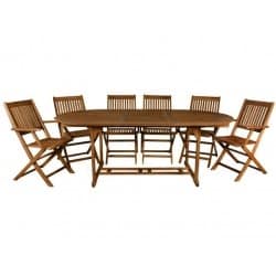 Meble ogrodowe drewniane Zestaw Stół + 6 krzeseł