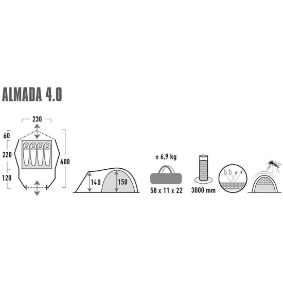 Namiot High Peak Almada 4 jasnoszary 11571-1110672